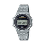 Casio Retro Round Face Silver & Black Watch - A171WE-1ADF