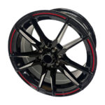 15" Zoom 5056 4/100 & 4/108 Black with Red Outline Alloy Wheels