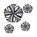 15" EVD Design Matt Black with Silver Stripe Design Wheel Caps (set of 4)