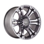 18" A-Line Granite Charcoal Gray with Rivets and Milled 6/139 9j ET20 106.2 955kg Alloy Wheels