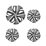 15" Matt Black & Silver Stripe Design Wheel Caps (set of 4)
