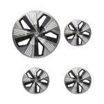 15" WR Series Silver & Matt Black Stripe Design Wheel Caps  (Set of 4)
