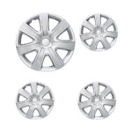14" Satin Silver & Silver Cabon Fibre Design Wheel Caps  (Set of 4)