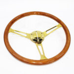 GripForge Luxury Woodgrain & Gold Spoke Steering Wheel - 380mm