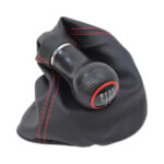 Gearknob & Pouch - Black with Red Stitching for VW Golf/Polo