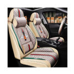 Luxury Italian Design Inspired Seat Cover & Steering Cover Set (Tan)
