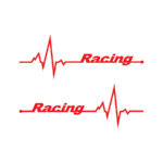 Vinyl Sticker with Racing Heartbeat Design (Red)