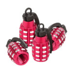 Novelty Tyre Valve Cap with Grenade Design (Red)