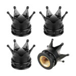 Novelty Tyre Valve Cap with Crown Design (Black)