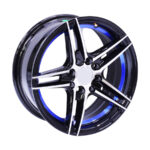 14" QS 5003 4/100 & 4/108 Black Machine face with Blue Undercut Alloy Wheels
