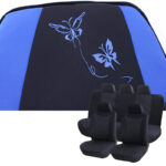 StyleQuip Universal Front & Rear Seat Cover Set (black & Blue butterfly design)