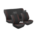 Stingray Monaco Design 6piece Front & Rear Seat Cover set - Black & Red