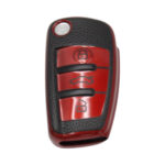 Rubber Key Cover For Audi 3 button (Black & Metallic Red)
