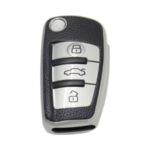 Rubber Key Cover For Audi 3 button (Black & Metallic Silver)