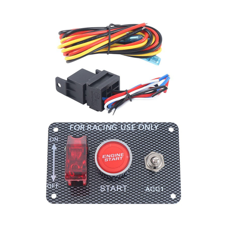 SWT-072 Carbon Fibre Look Switch Panel - Single Toggle + Ignition Start Button - Image 1