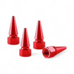 Red Spike Aluminium Valve Caps – Bold Look for Tyres