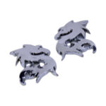 Double Dragon Chrome Sticker Badge - 3x2cm (pair)