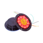 Universal Round Tail Light with Chrome Surround - 16 SMD Red & Yellow - 14cm Diameter - Image 2