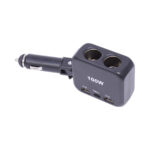 100W Dual Socket & USB Car Charger with Type-C and Blue LED – 3.1A Output, 12V-24V