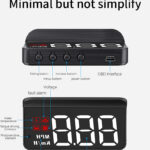 M3 OBD2 Head-Up Display – White Text HUD with Speed, Temp, Voltage, RPM & Fault Alarms - Image 3