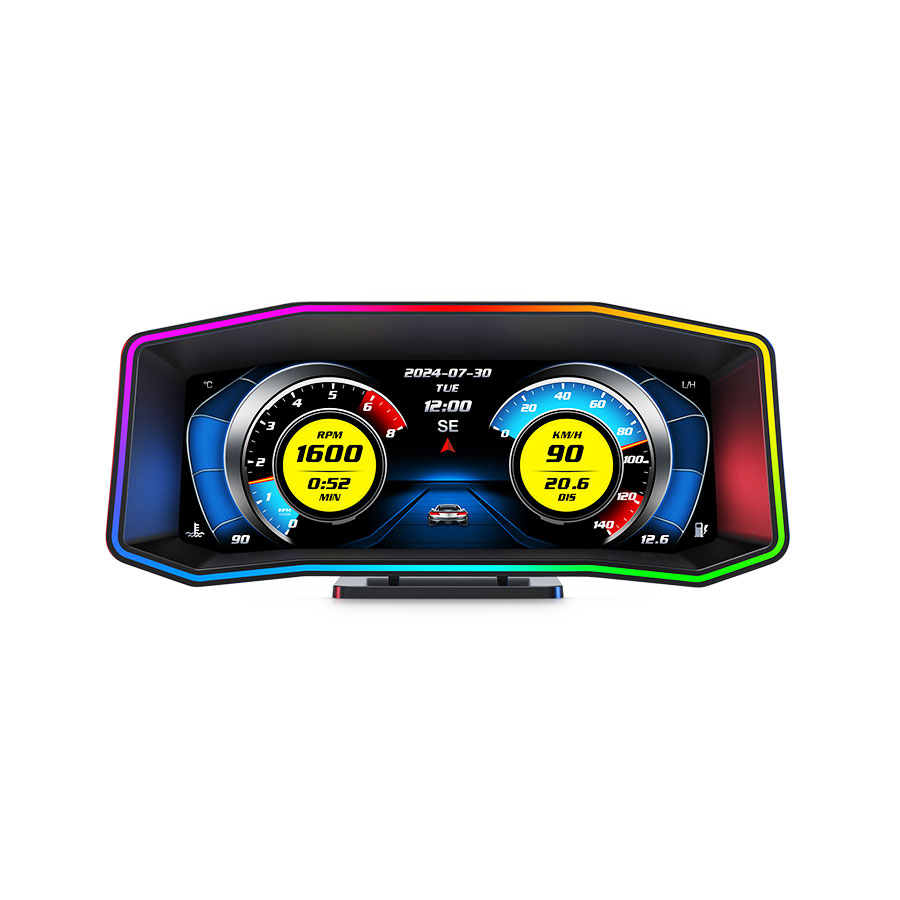 OBDH-P4--primary P4 OBD2 HUD Display With GPS – 6.2" LCD, Multi-Color Atmosphere Light, Diagnostic & Driving Data Monitor - Image 1
