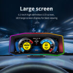 P4 OBD2 HUD Display With GPS – 6.2" LCD, Multi-Color Atmosphere Light, Diagnostic & Driving Data Monitor - Image 2