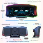 P4 OBD2 HUD Display With GPS – 6.2" LCD, Multi-Color Atmosphere Light, Diagnostic & Driving Data Monitor - Image 8