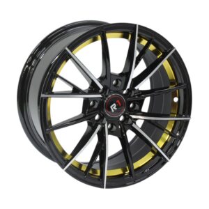 15" S353 4/100 & 4/114 Gloss Black Machine Face Gold Undercut Alloy Wheels