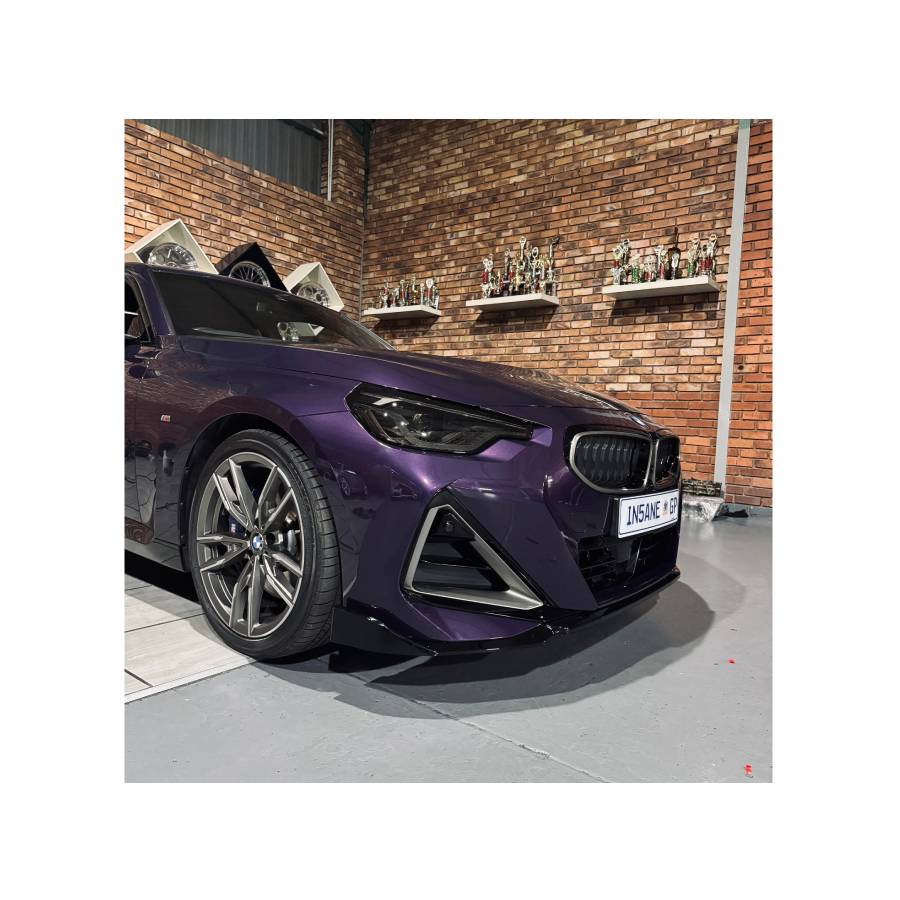 G42fs001 Gloss Black Front Spoiler Suitable for BMW G42 2 Series (3piece set) - Image 1