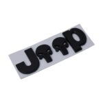 Matt Black Jeep Skull Design Sticker Badge (13x3cm)