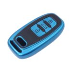 TPU & Leather Finish Key Cover For Audi - Blue (XEA-KCAD2B)