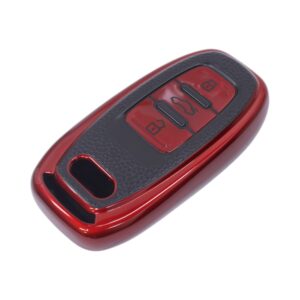 TPU & Leather Finish Key Cover For Audi - Red (XEA-KCAD2R)