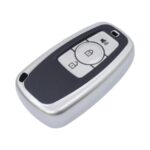 TPU & Leather Finish Key Cover For GWM Haval - Design 1 - Silver (XEA-KCGWM1S)