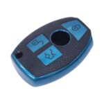 TPU & Leather Finish Key Cover For Mercedes-Benz - Design 1 - Blue (XEA-KCMC1B)