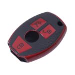 TPU & Leather Finish Key Cover For Mercedes-Benz - Design 1 - Red (XEA-KCMC1R)