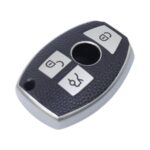 TPU & Leather Finish Key Cover For Mercedes-Benz - Design 1 - Silver (XEA-KCMC1S)