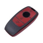 TPU & Leather Finish Key Cover For Mercedes-Benz - Design 2 - Red (XEA-KCMC2R)