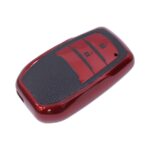 TPU & Leather Finish Key Cover For Toyota - Design 2 - Red (XEA-KCTY2R)