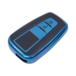 TPU & Leather Finish Key Cover For Toyota - Design 4 - Blue (XEA-KCTY4B)