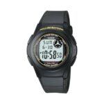 Casio Standard Round Black & Gold Digital Watch (F200W-9AUDF)