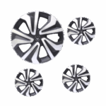 15" Silver & Black Carbon Fibre Look Wheel Caps (set of 4)
