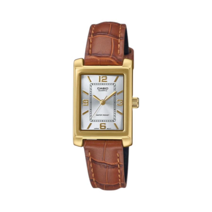 LTP-1234GLL-7ADF Casio Brown Leather with White Dial Analog Watch (LTP-1234GLL-7ADF) - Image 1