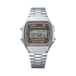 Casio Retro Silver & Tan Digital Wriswatch (A168WA-8AYDF)