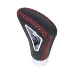 Red Stitched Leather & Chrome Triangle Design Gear Shift Knob