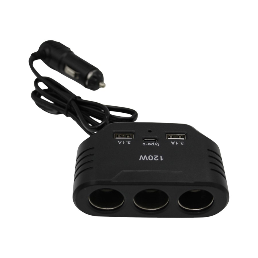 1656 Vehicle Mobile Device Charger - 120watt - 3 in 1 (2 x Type C & 1 x USB A) - Image 1