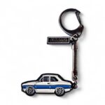 Ford Escort MK1 White & Blue - Die-Cast Enamel Keychain - Image 2