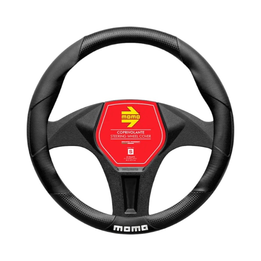 SWC016CBS Momo Tuning Matt Carbon & Black PU Steering Wheel Cover - Image 1
