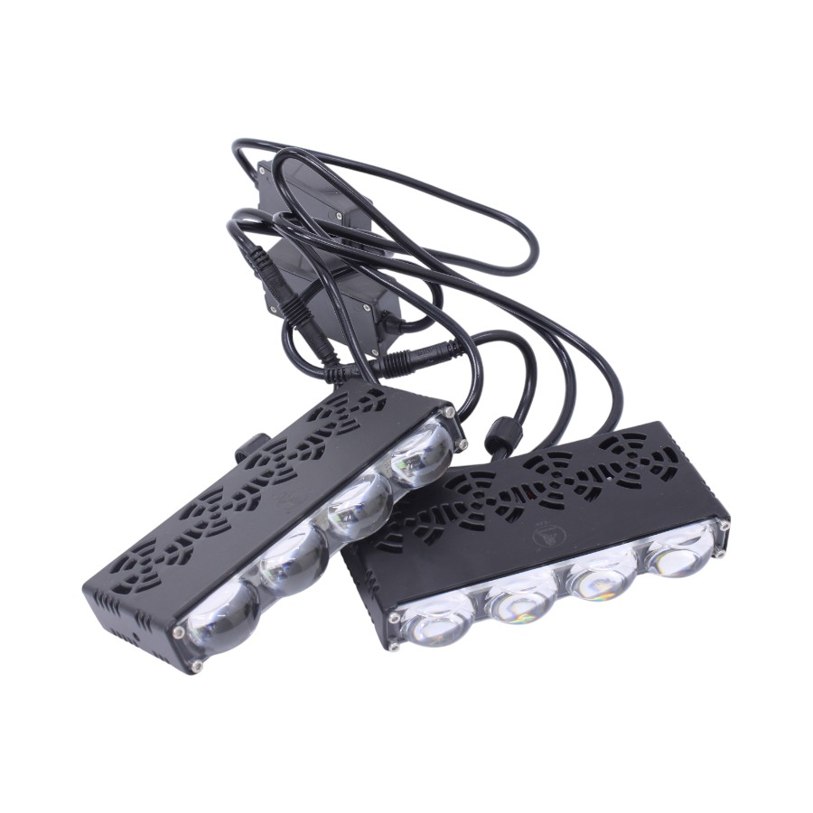 LED GRID 4LED 130x65x20mm Universal 4-LED Grid Grill Light - Yellow/White - 130x65x20mm (pair) - Image 1