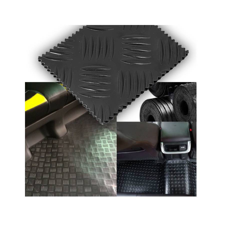098CH27 PVC Garage/Car Flooring with Checkered Design - Rubberized - 1x1.8metre (3mm) - Image 1