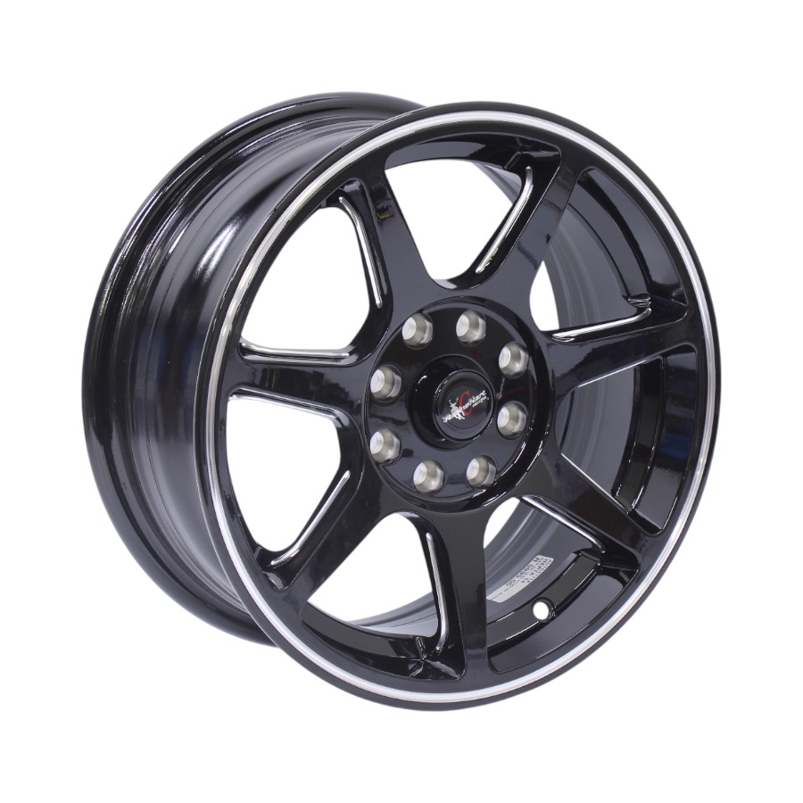 HEPTA 14 14" Racing Hart Hepta 4/100 & 4/108 Gloss Black Silver Lip Alloy Wheels - Image 1